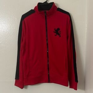 Used: Express Red and Black Performance Track Jacket - Size S-M